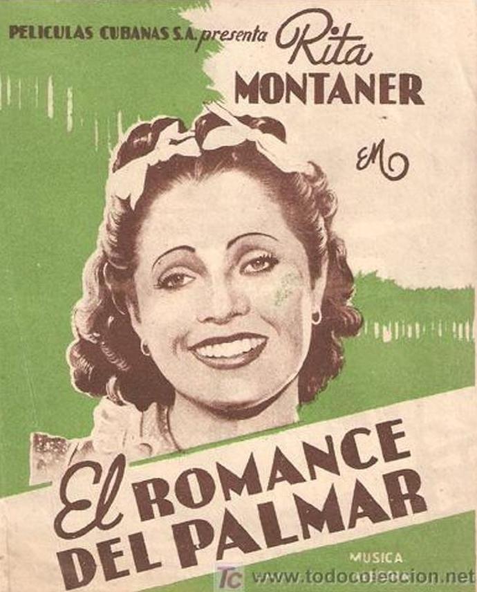Cartel cinematográfico cubano con la imagen de la vedette Rita Montaner